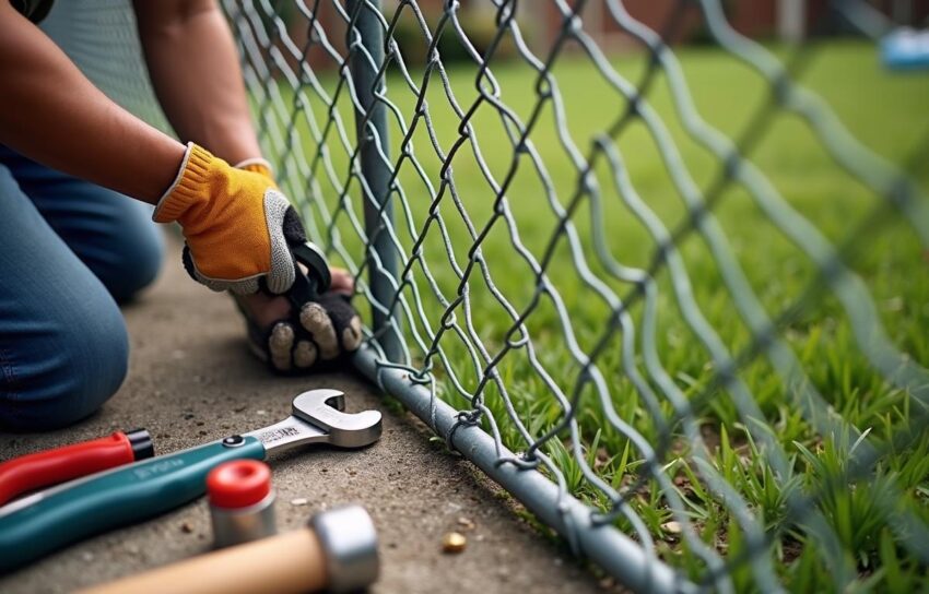 how to fix a bent chain link fence
