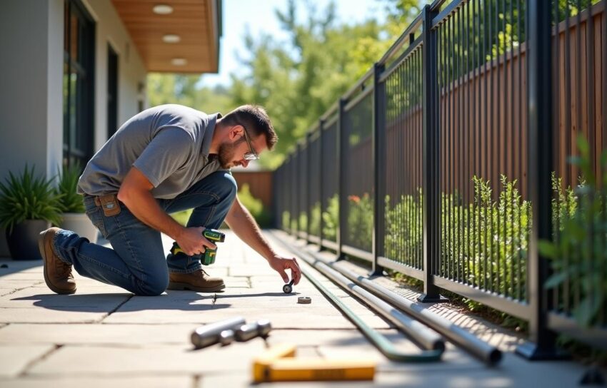 how to install aluminum fence on concrete