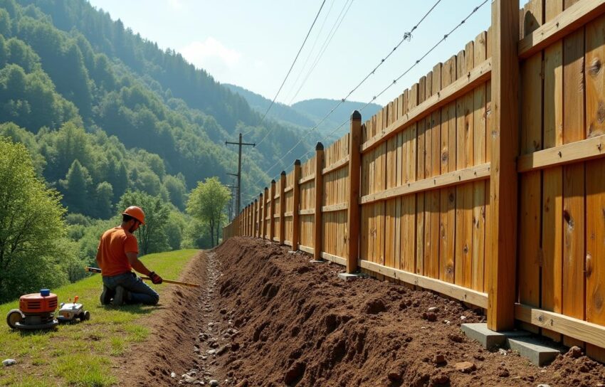 how to install a fence on a hill
